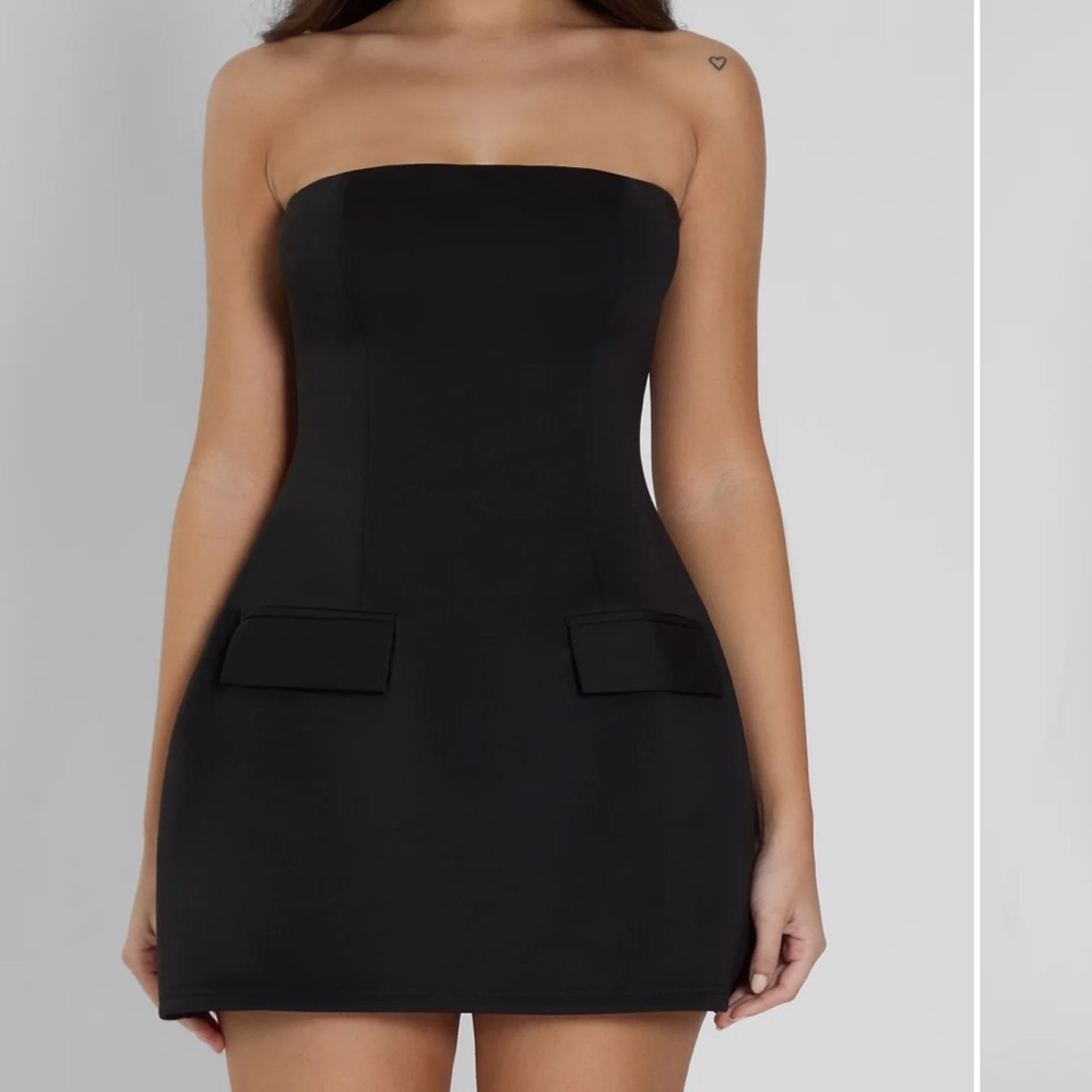 Strapless Black Mini Dress - Sleek Evening Dress